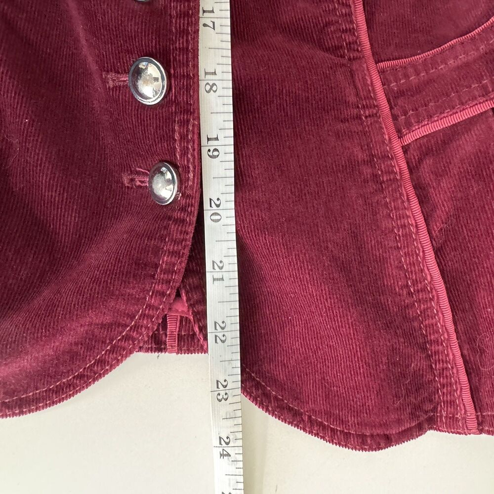White House Black Market Corduroy Blazer Women 6 Burgundy Peplum Military Y2K - Picture 13 of 13